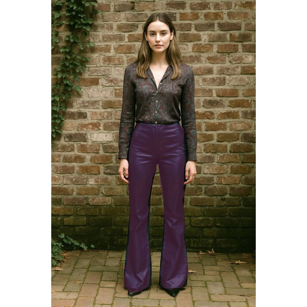 Vintage Kos-Tum Purple Leather Cowboy Boot Cut Western Pants   Women's Size 4